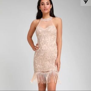 Lulus nude sequin flapper dress